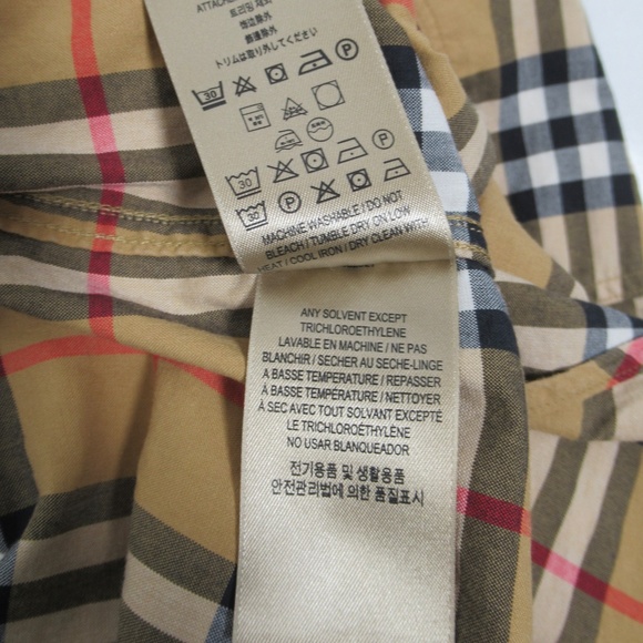 Burberry Men's Check Stretch Cotton Short Sleeve Shirt Archive Beige Size L - Picture 11 of 12
